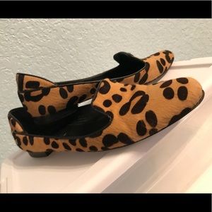 Cheetah print faux fur loafers